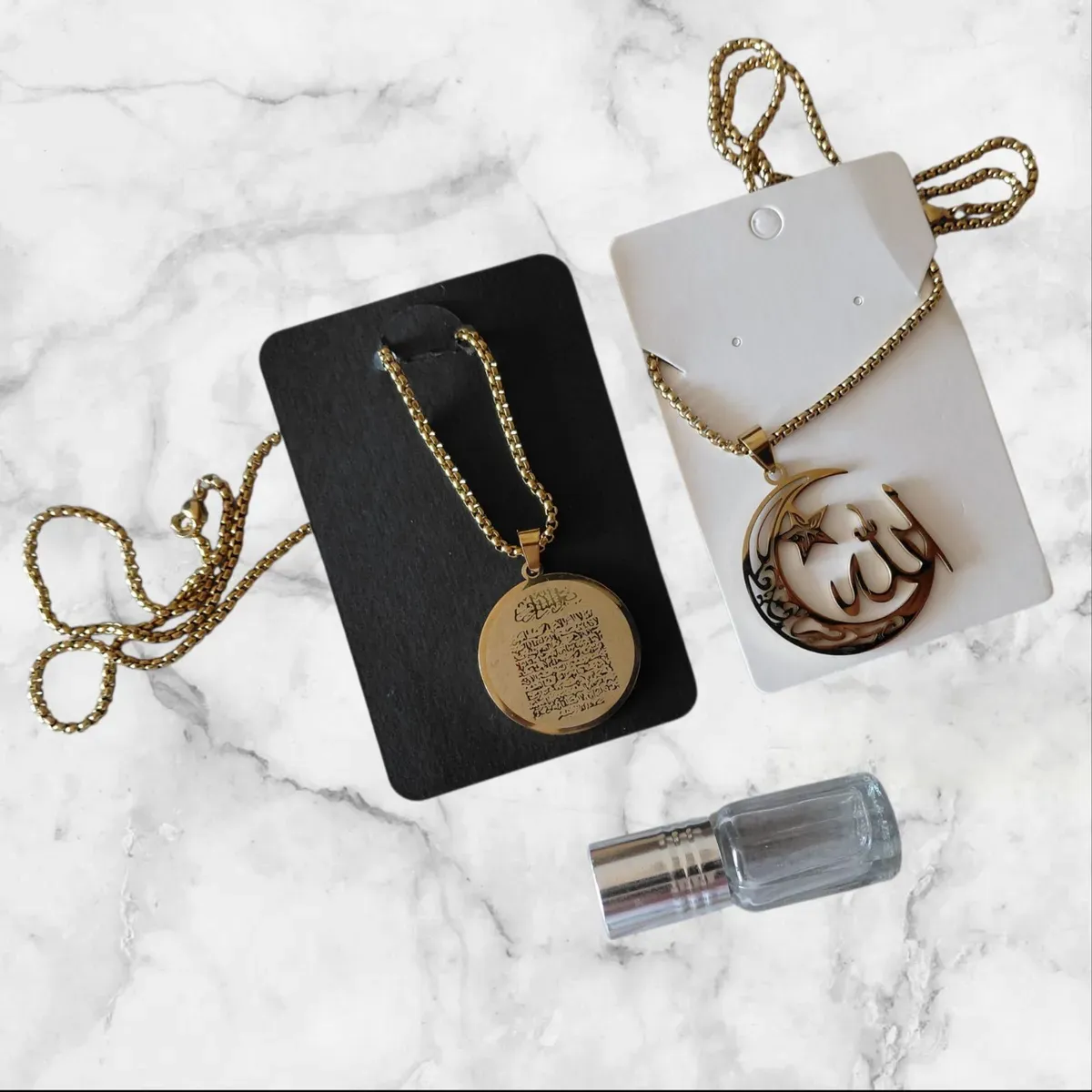 Islamic Gifting 5-Piece Set – Ayatul Kursi &amp; Allah Jewellery with Attar (Gift Boxed)