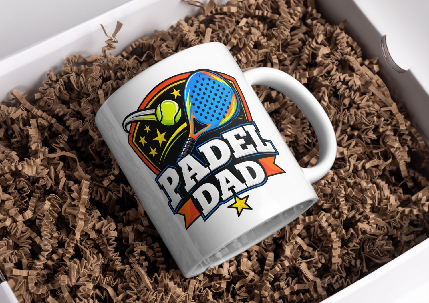 Padel Dad Mug – Padel Racket and Ball Design – Gift for Padel-Loving Dads