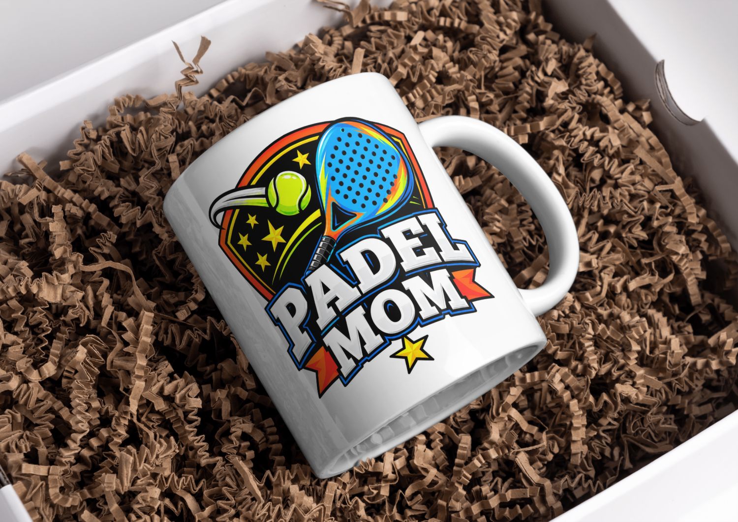 Padel Mom Mug – Padel Racket and Ball Design – Gift for Padel-Loving Moms
