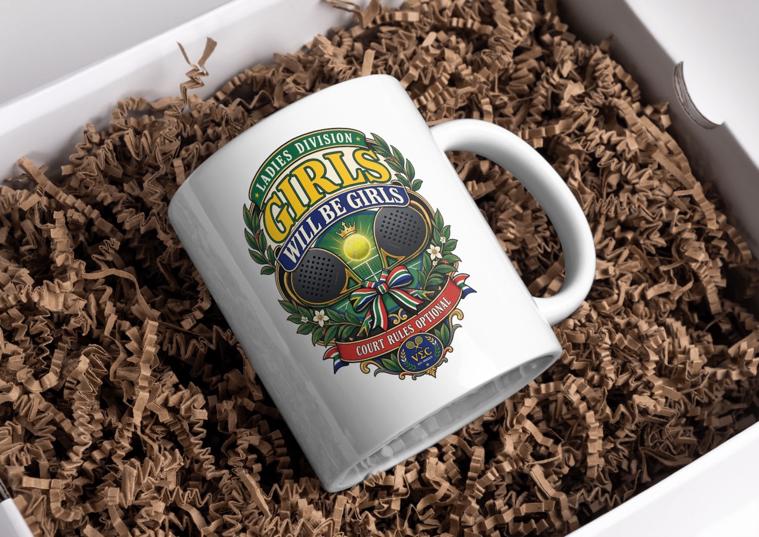 Ladies Division Padel Mug – Girls Will Be Girls – Gift for Women Padel Players