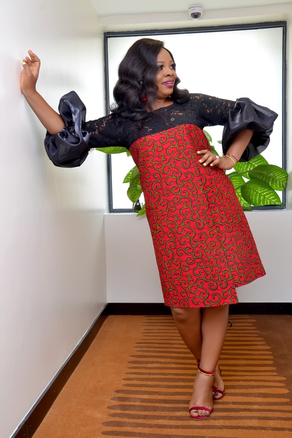 DOLLY African Print Faux Wrap Dress