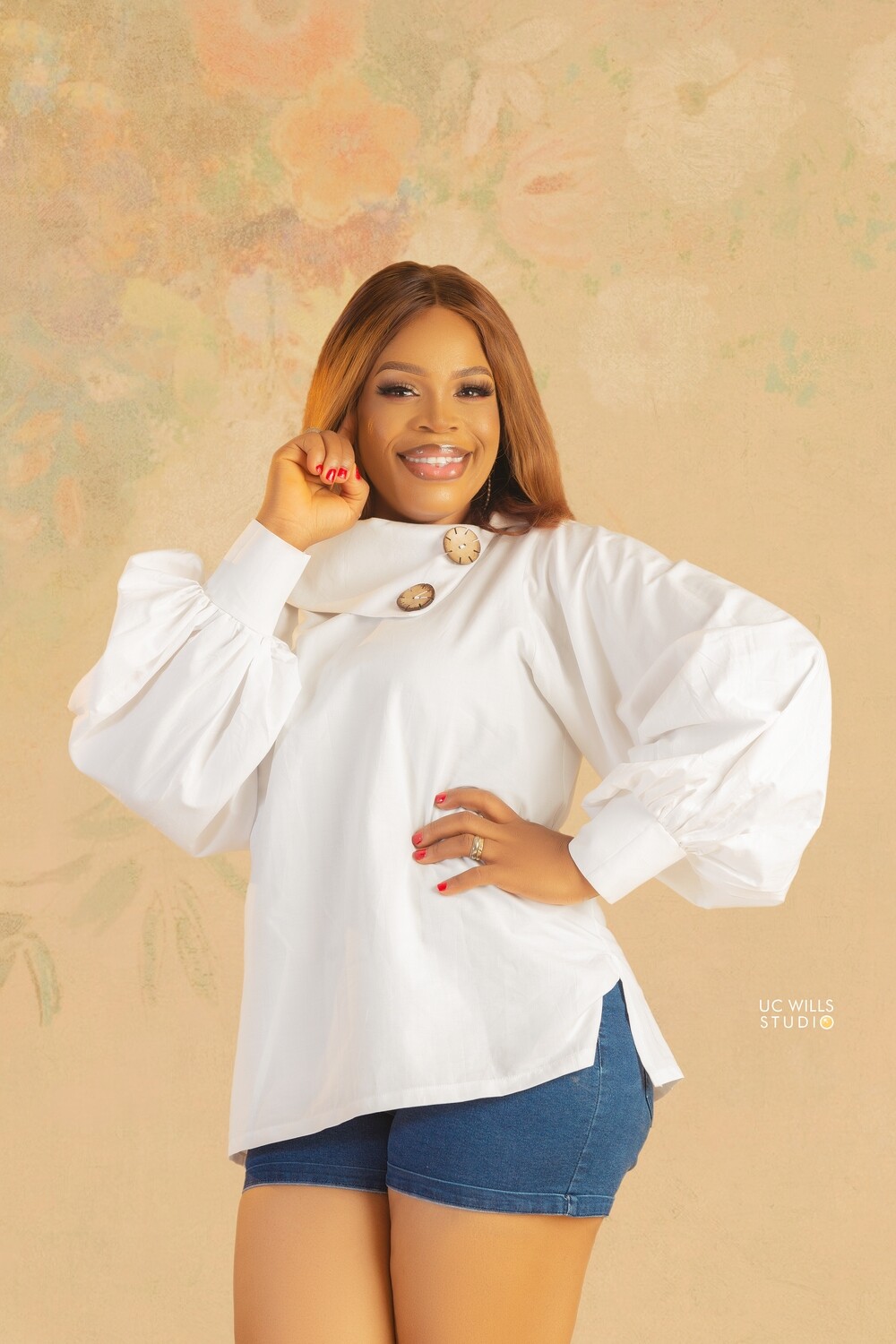 SELMA Coconut Button Embellished Top