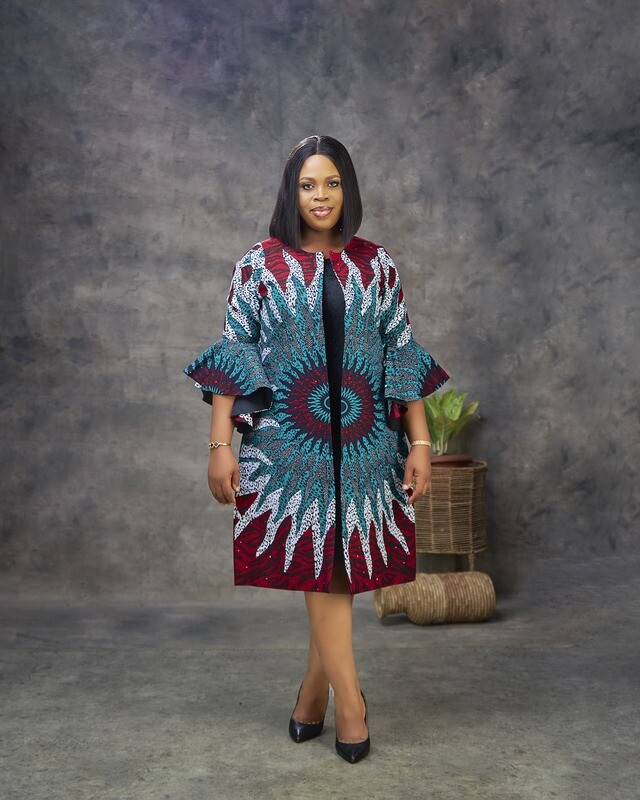 NADIA Semi-Long Jacket (Red Teal Green Burning Bush Print)