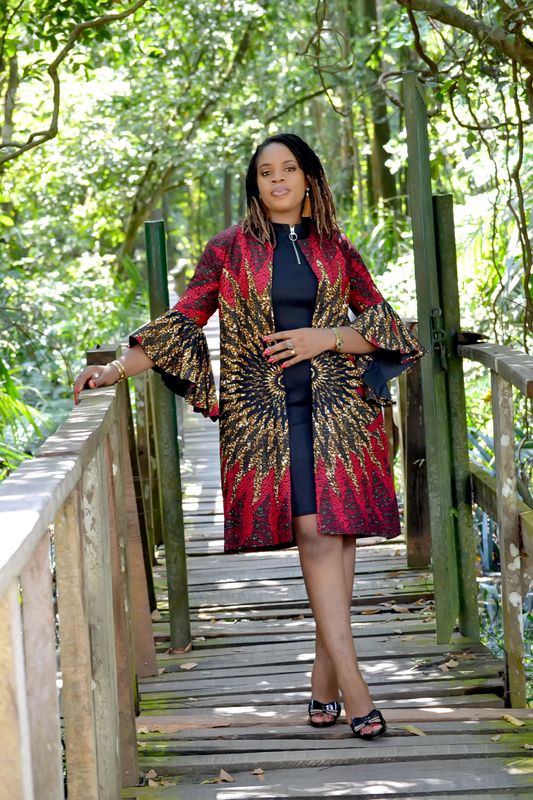 NADIA Semi-Long Jacket (Red Yellow Burning Bush Print)