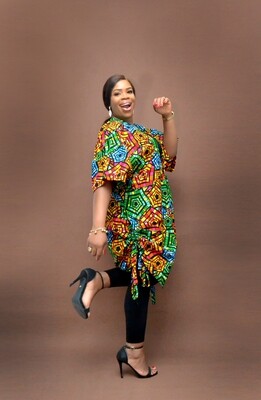 NKOYO Boubou-Mono In Red &amp; I MultiColour