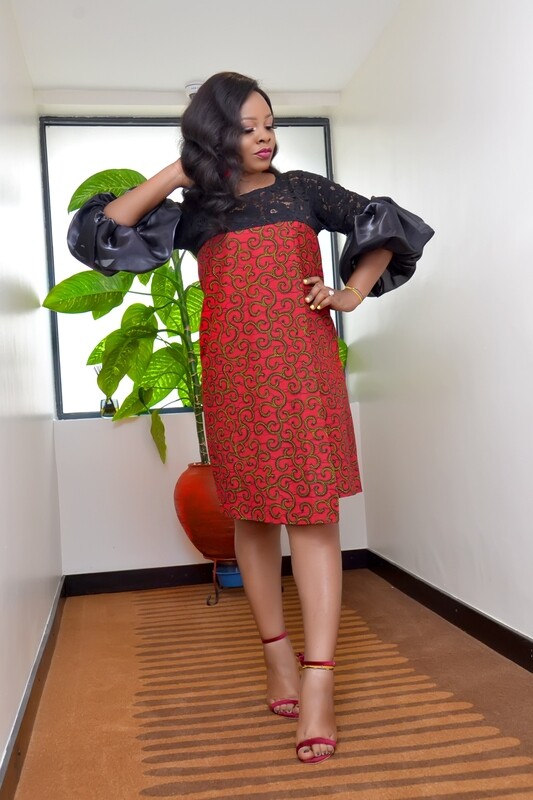 DOLLY African Print Faux Wrap Dress
