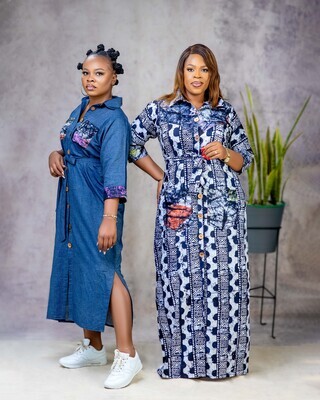 Denim Shirt Dress with Tie Dye Design