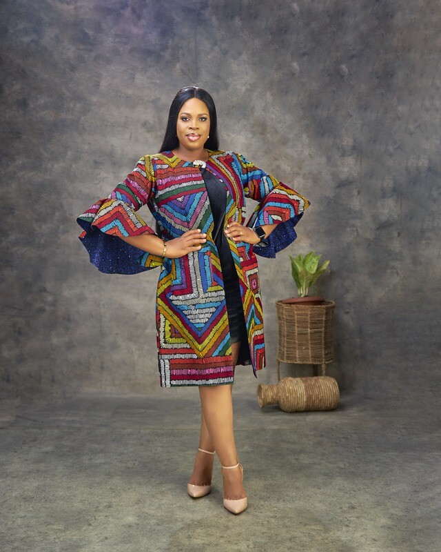 NADIA Semi-Long Jacket (Diagonal Print)