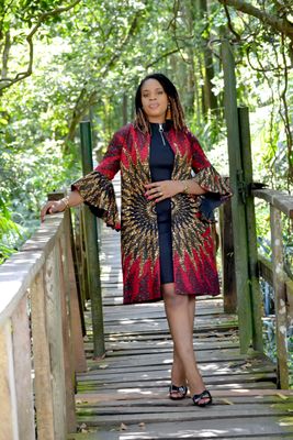 NADIA Semi-Long Jacket (Red Yellow Burning Bush Print)