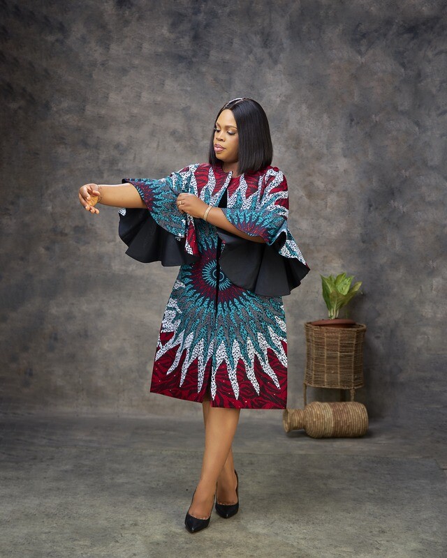 NADIA Semi-Long Jacket (Red Teal Green Burning Bush Print)