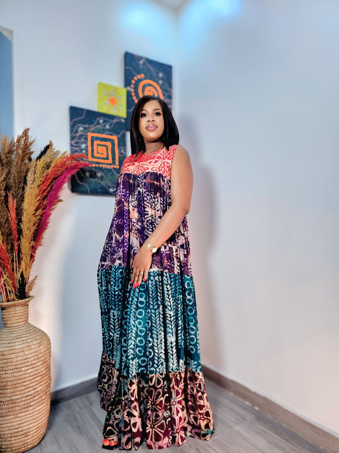 PRISCY Adire Tiered Dress In Mini/Midi/Maxi