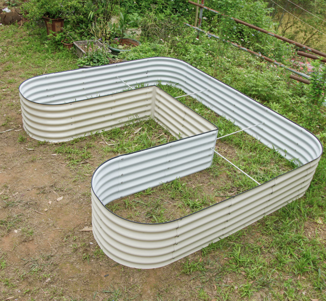 17&quot; Tall U-Shaped Large Size Metal Modular Corrugated Raised Garden Bed Kit