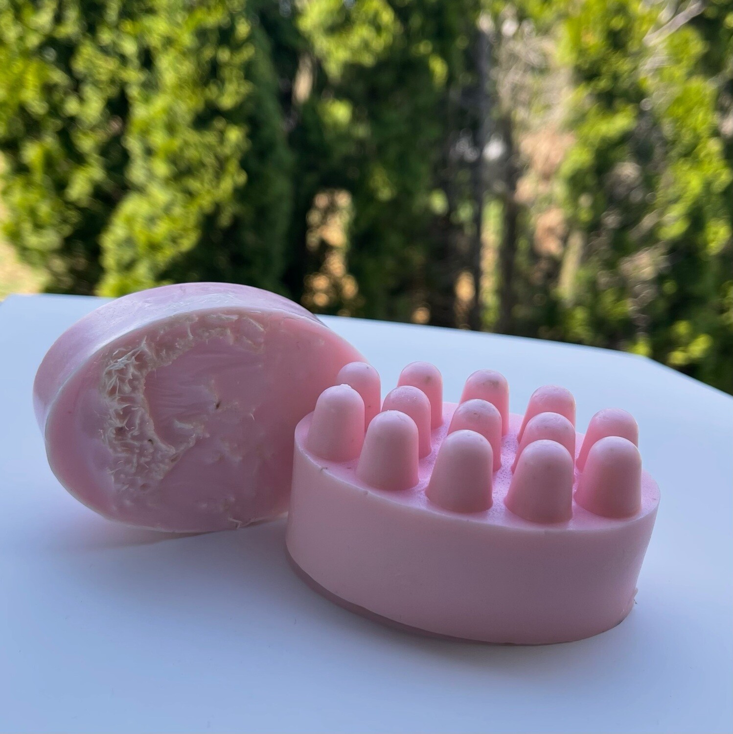 Pink Massage Bar with Shredded Loofah