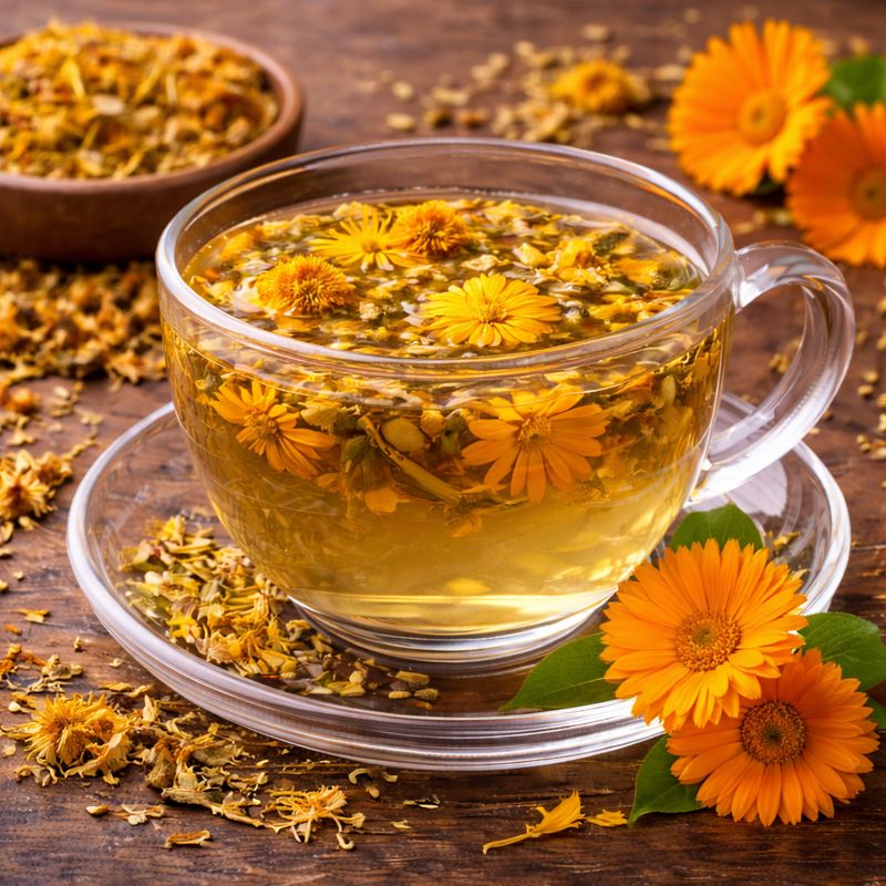 TEA: Calendula Petal Herbal Tea with Sea Moss TEA: Calendula Petal Herbal Tea with Sea Moss