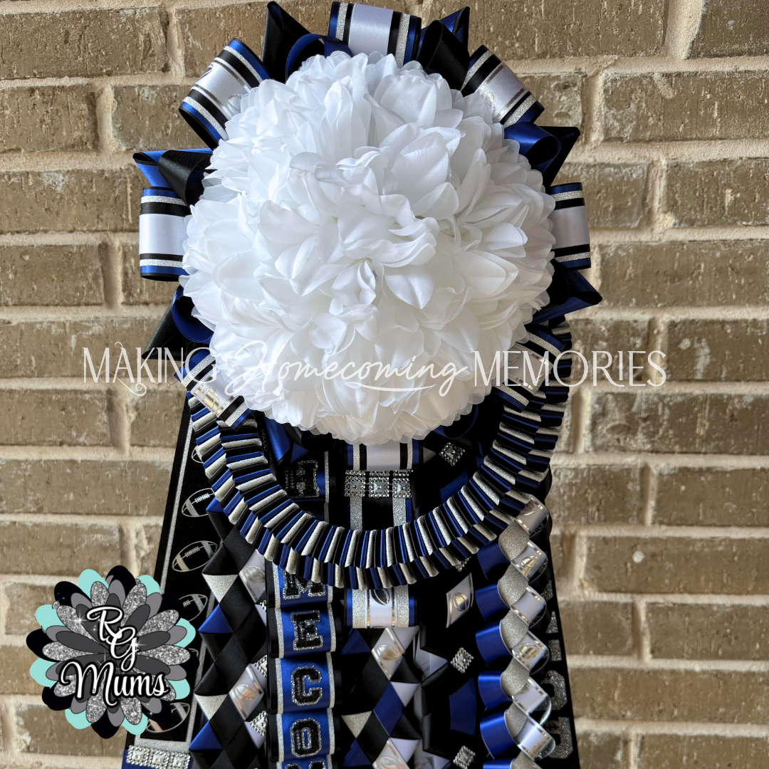 RG Designer Football Supreme Garter - Royal, Black &amp; White