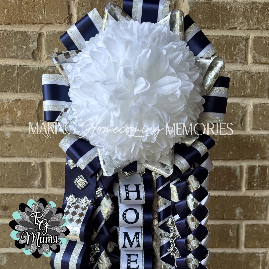 RG Designer Deluxe Garter  - Navy, White and Silver