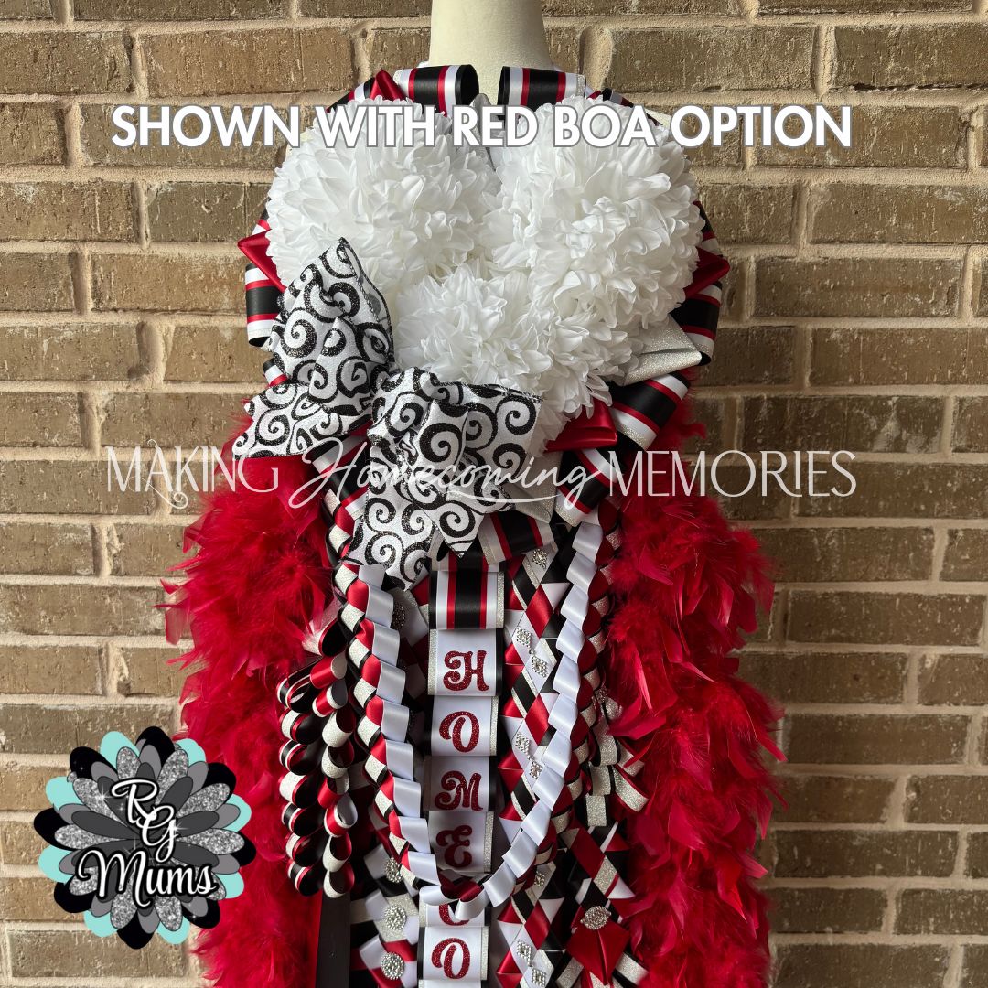 RG Designer Deluxe 7.5&quot; Triple Heart Mum - Red, Black &amp; White