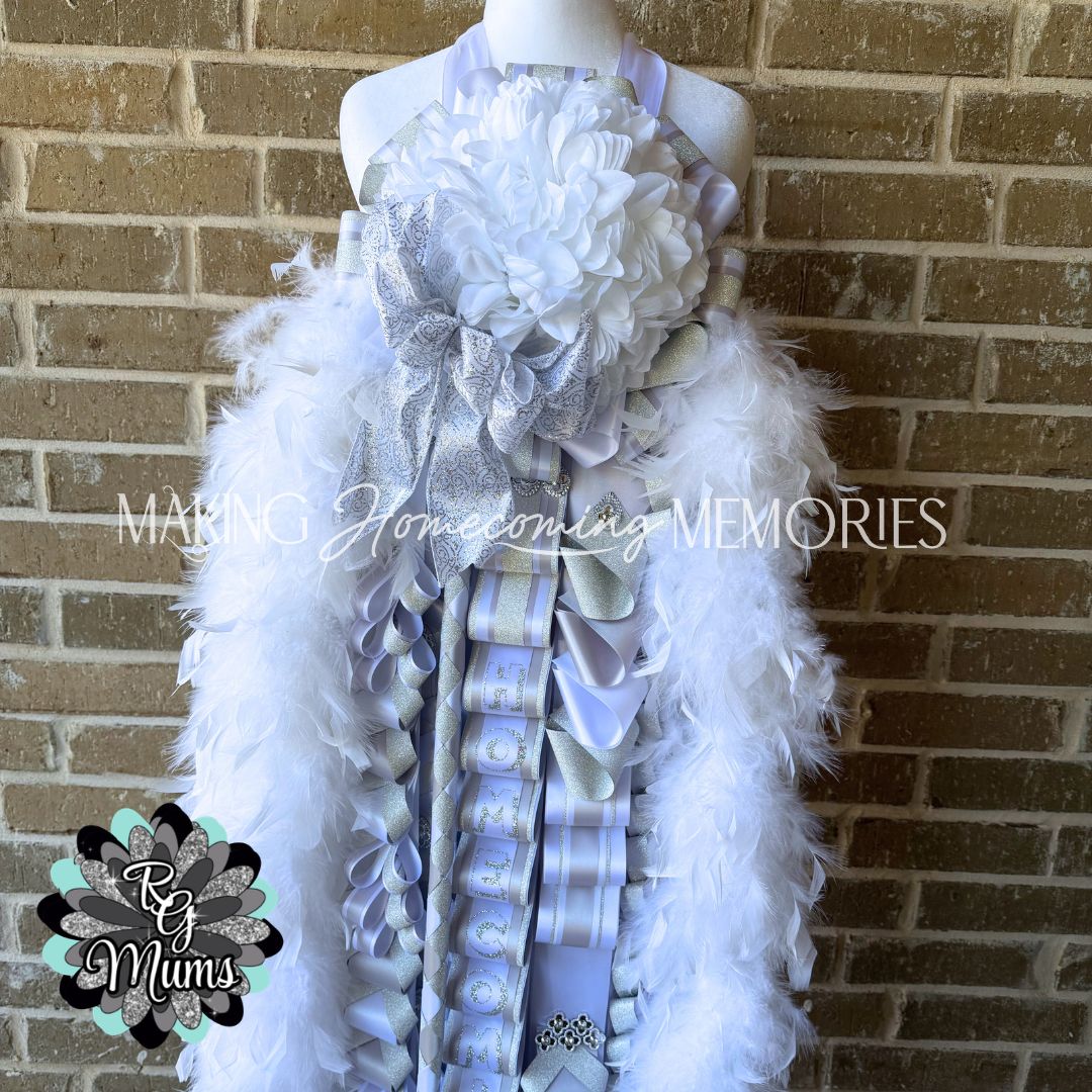 RG Designer Deluxe Single 9.5" Senior Mum - Silver Grey, White &amp; Silver