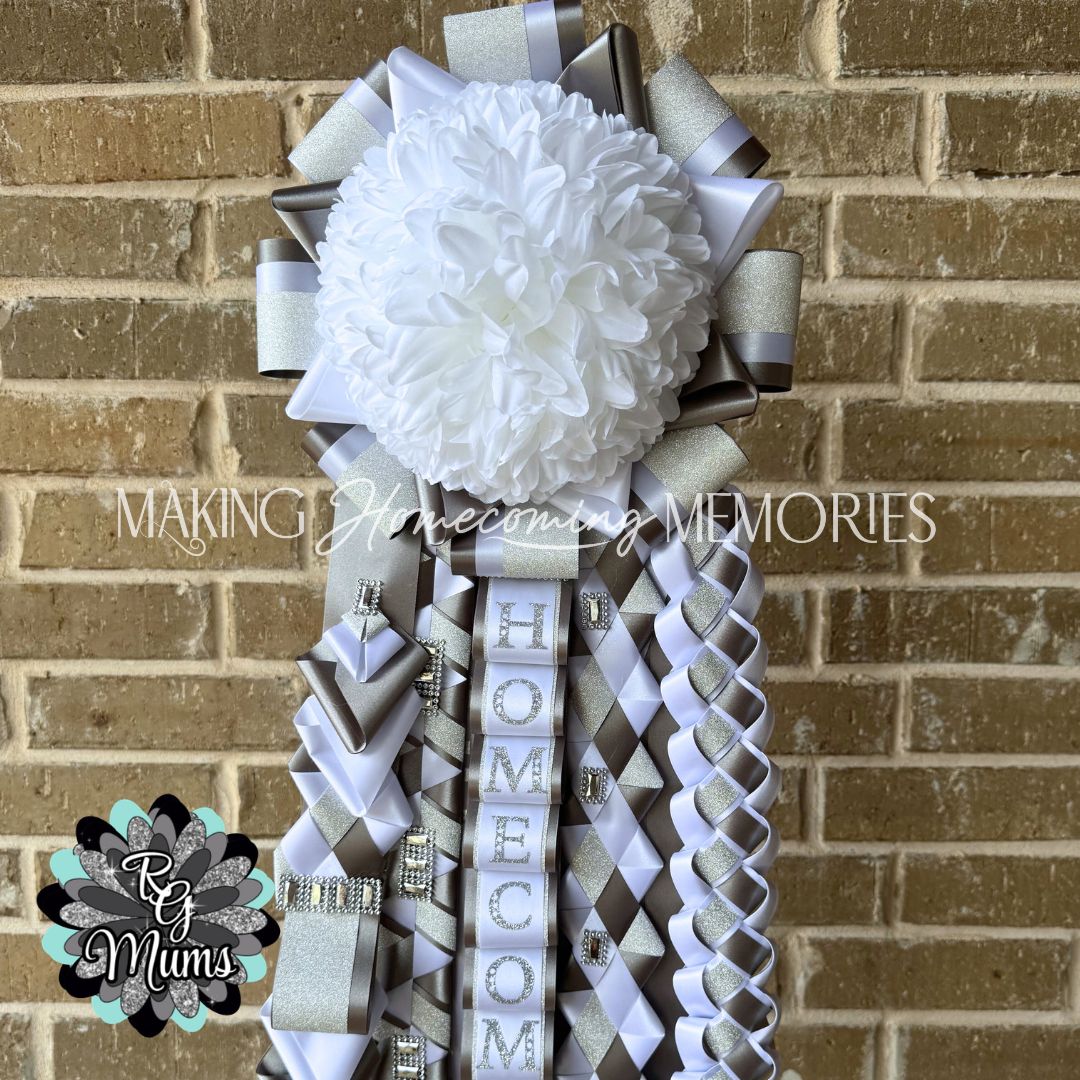 RG Designer Deluxe Senior Garter  - Silver &amp; White