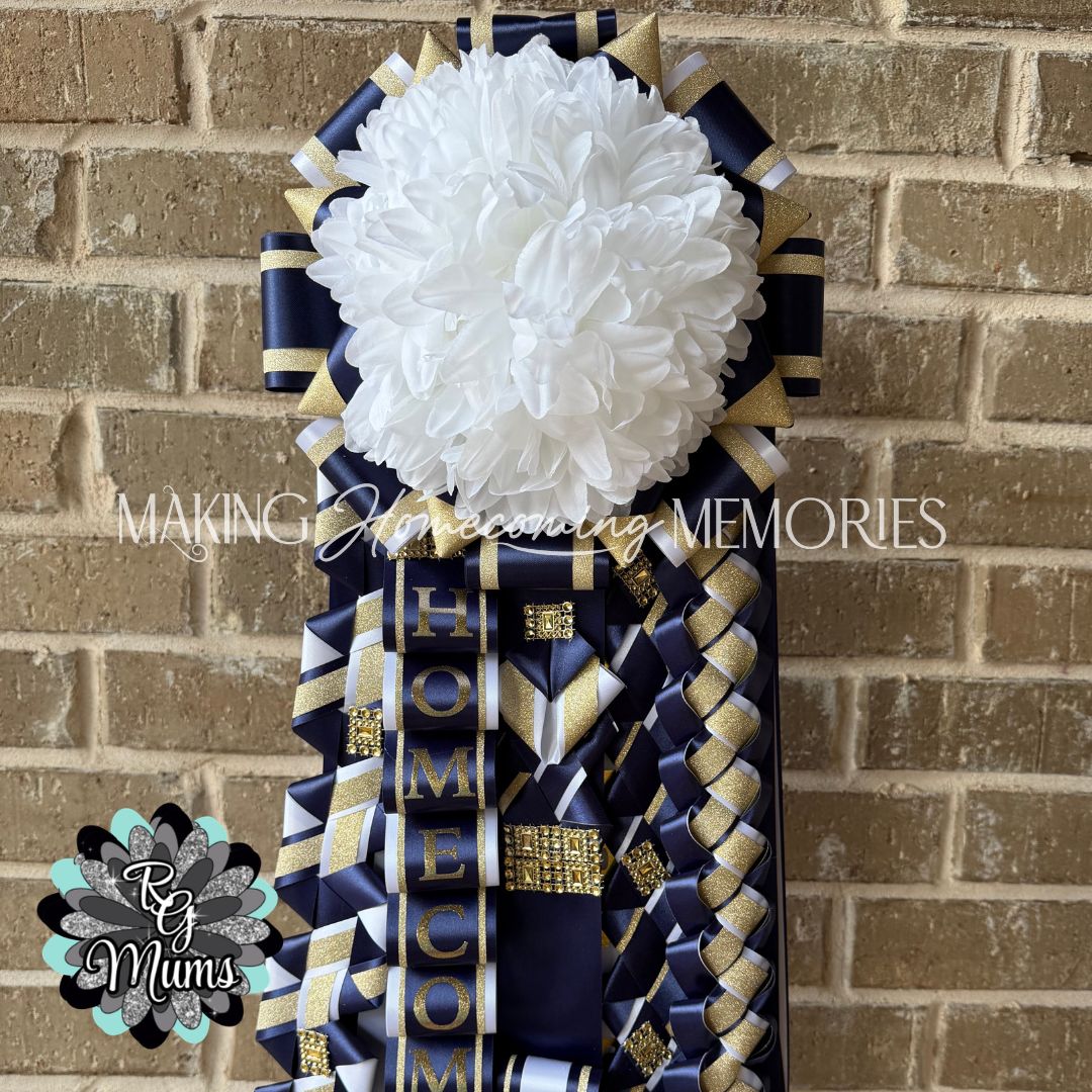 RG Designer Series Deluxe Garter - Navy, Gold &amp; White