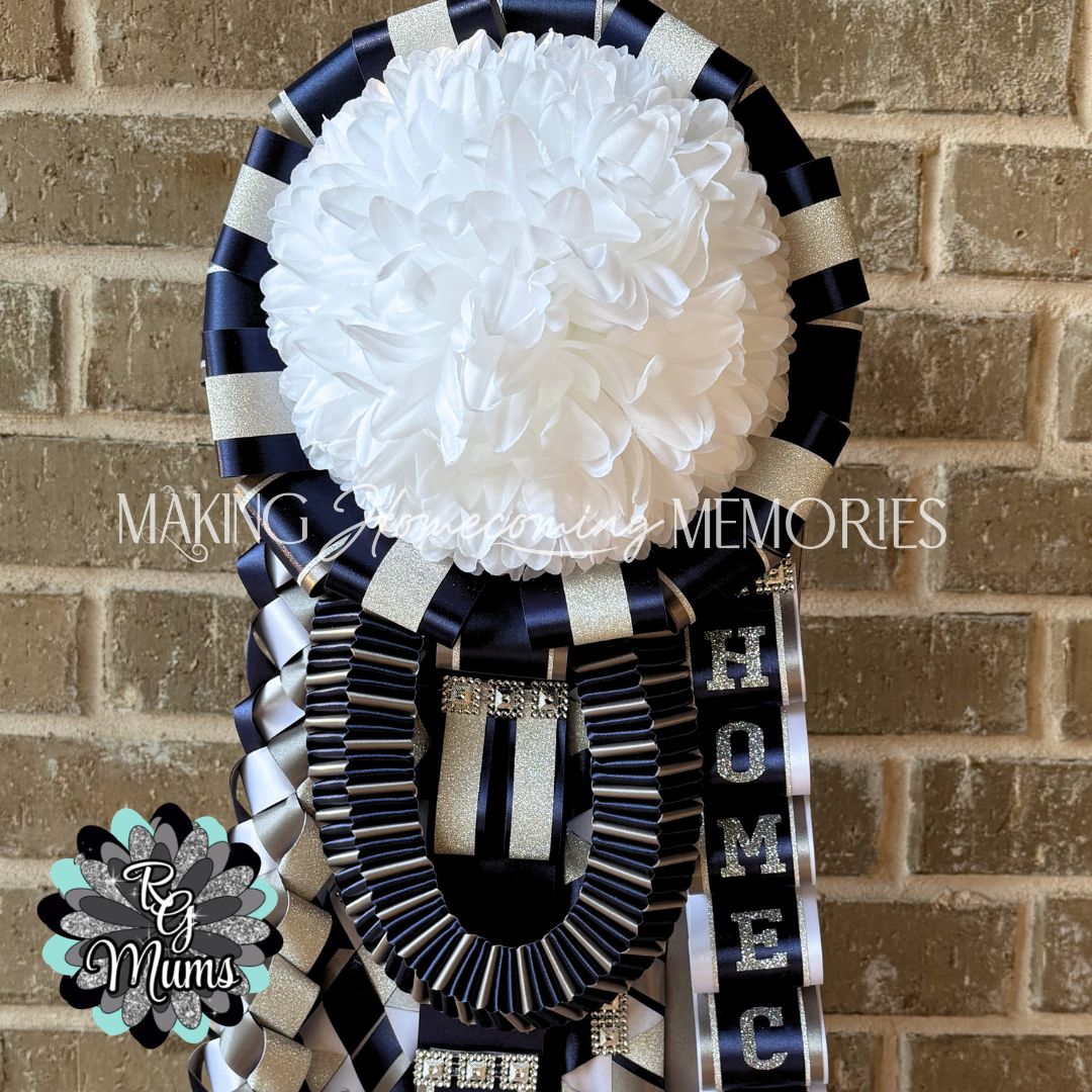 RG Designer Series Deluxe Garter - Navy, Silver &amp; White