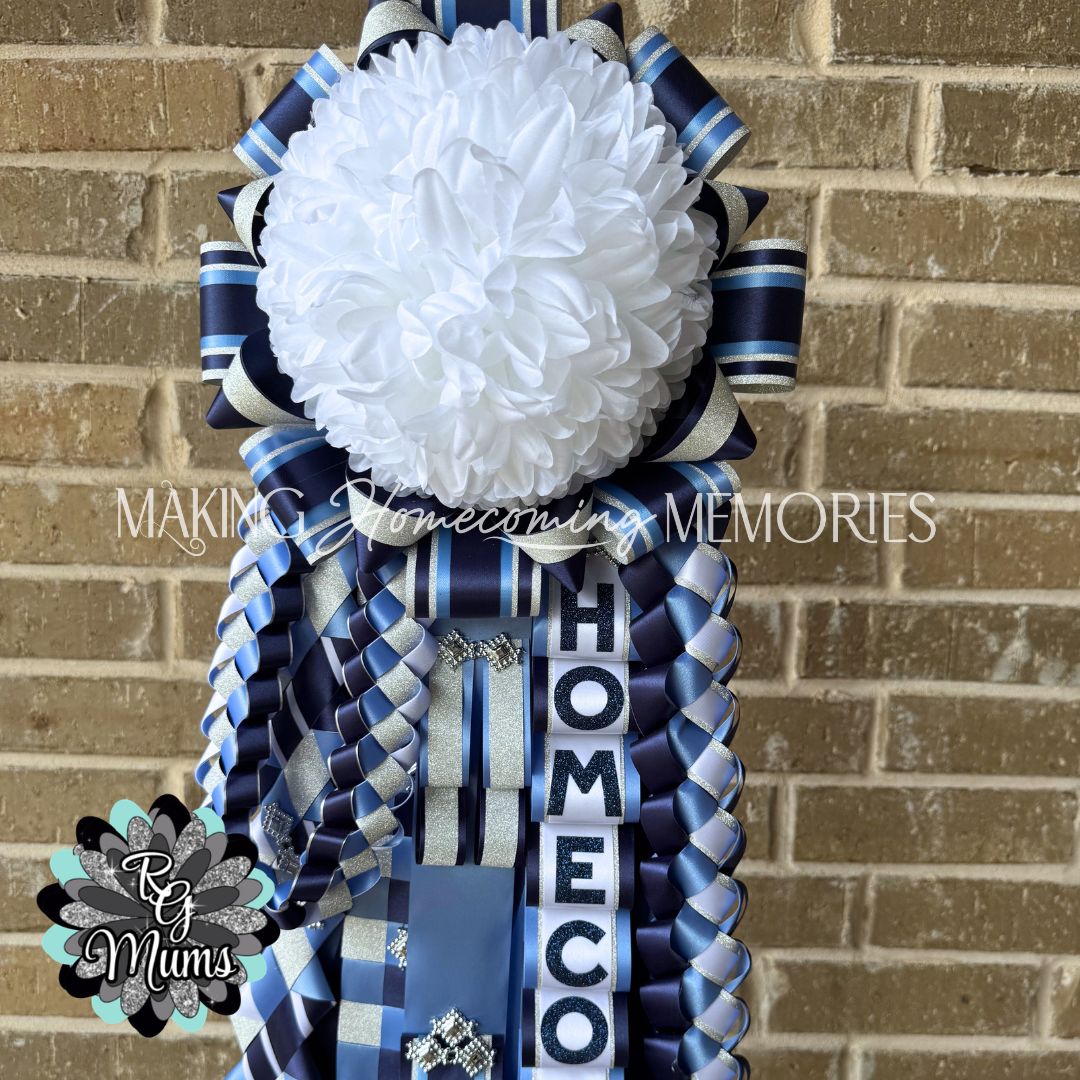 RG Designer Series Deluxe Garter - Navy, Columbia Blue &amp; White