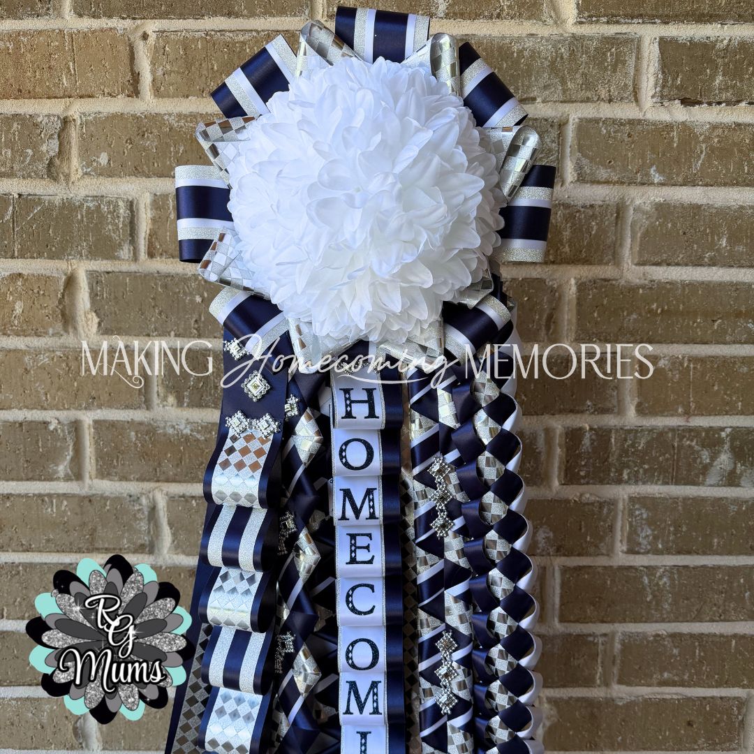 RG Designer Series Deluxe Garter - Navy, Silver &amp; White