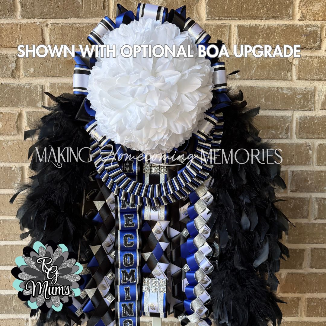 RG Designer Series Supreme Garter -Royal, Black &amp; White Football Theme
