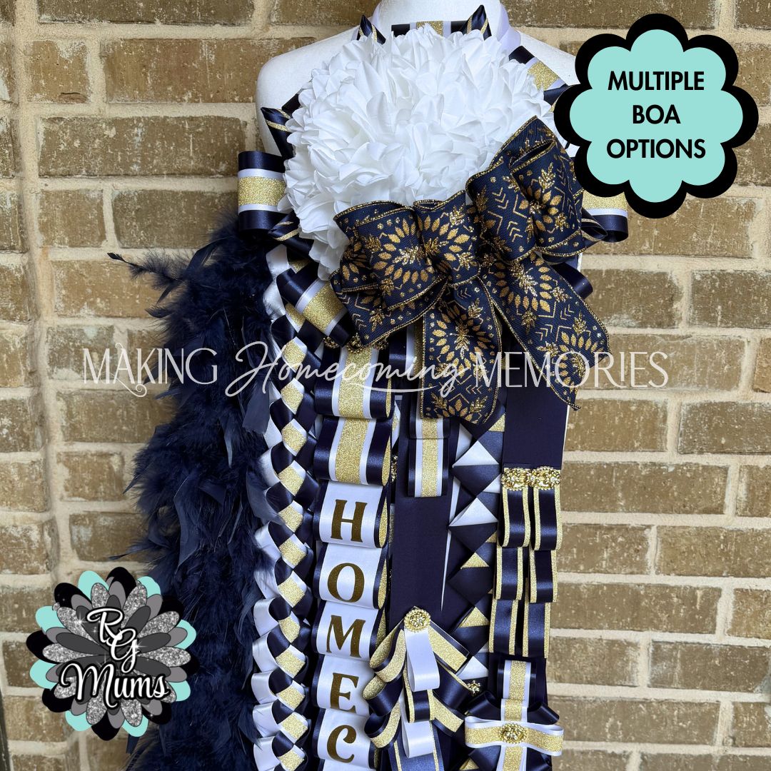 RG Designer Series Single 7.5" Deluxe Mum - Navy, Gold &amp; White