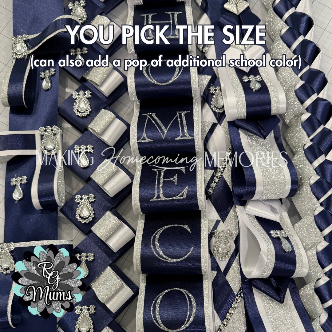 RG Designer Series Deluxe Mum - You Pick the Size - Navy, White &amp; Silver