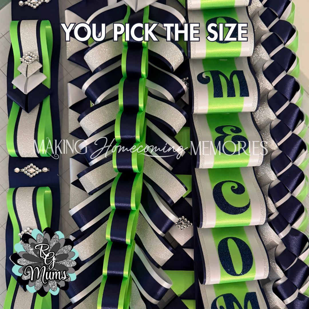 RG Designer Series Deluxe Mum - You Pick the Size - Navy, Lime Green &amp; White