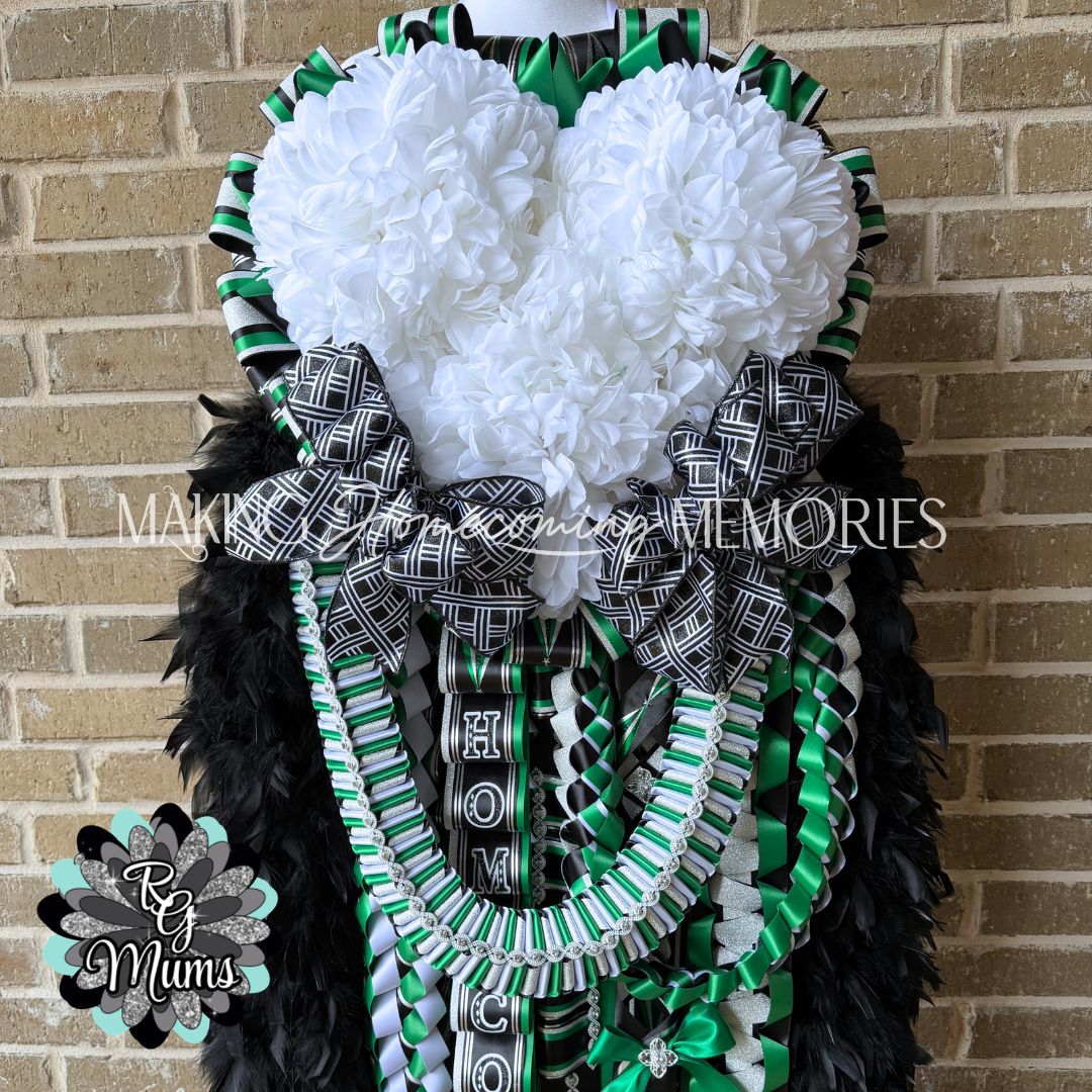 RG Designer Ultimate Triple Heart Mum - Green, Black &amp; White