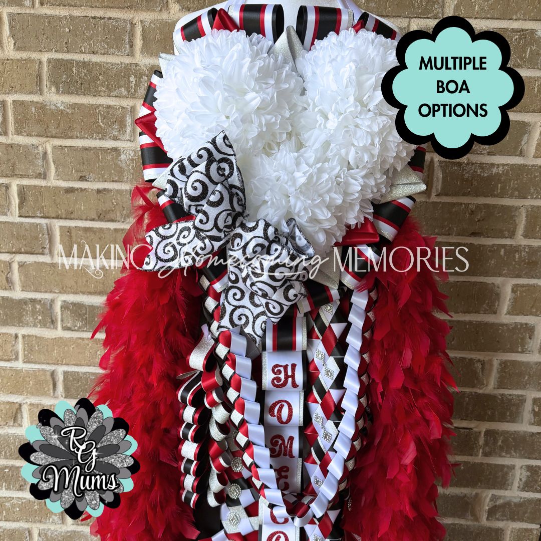 RG Designer Series Triple Heart 7.5" Deluxe Mum - Red, Black &amp; White