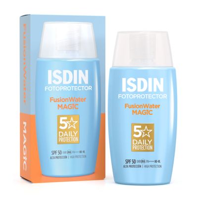 Fusion Water Magic Protector Solar Facial SPF50+ Sin Color Ultra Ligero. ISDIN