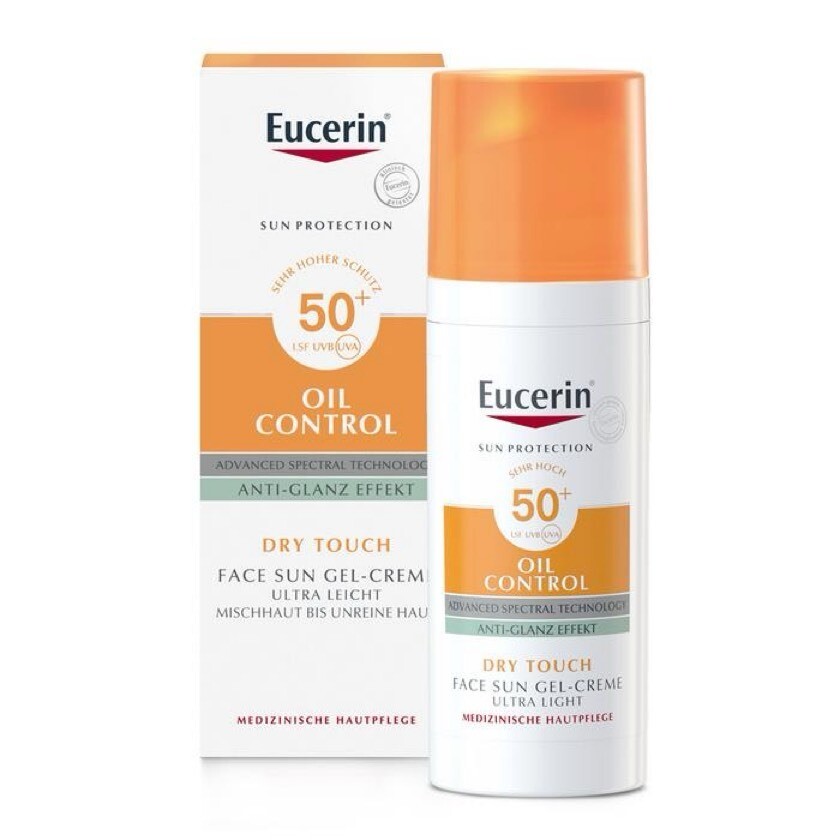Protector solar facial oil control, toque seco FPS50+ Sin Color. Eucerin