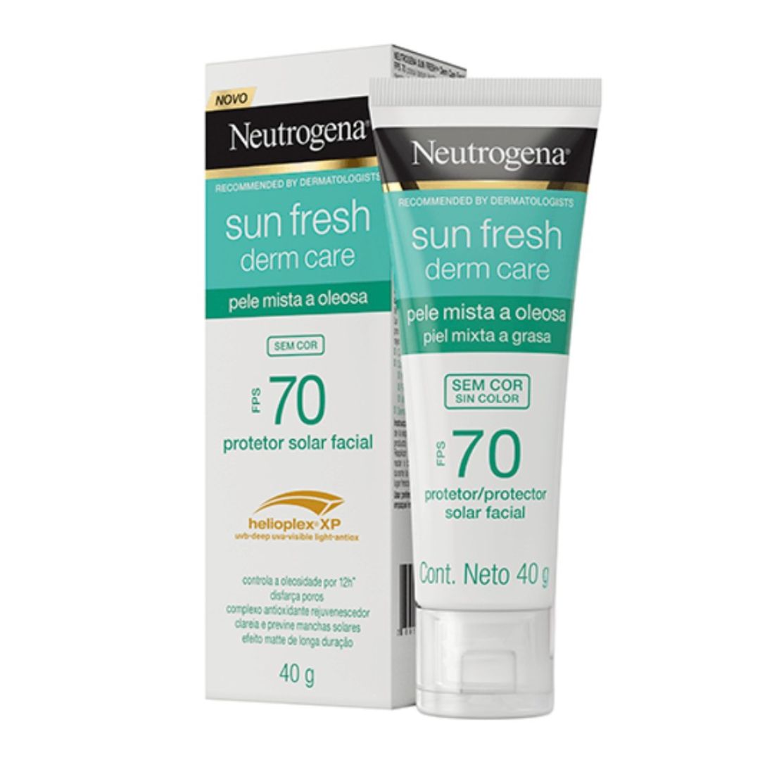 Neutrogena Protector Solar Facial Sun Fresh Dermcare FPS70+ Control Grasa Toque Seco Sin Color.