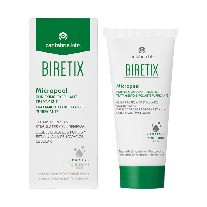 Exfoliante facial micropeel: Desobstruye poros y elimina impurezas. BIRETIX