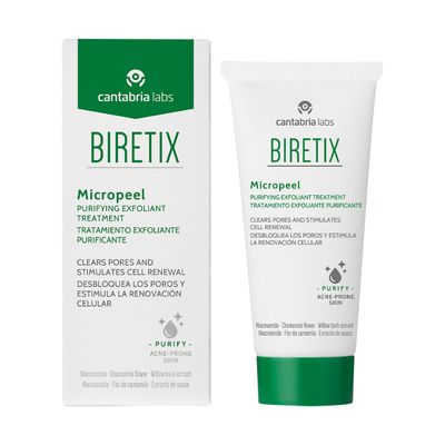 Exfoliante facial micropeel: Desobstruye poros y elimina impurezas. BIRETIX