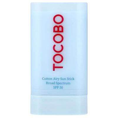 Protector solar facial en barra de amplio espectro. Cotton Airy Sun Stick Broad Spectrum SPF50+ TOCOBO
