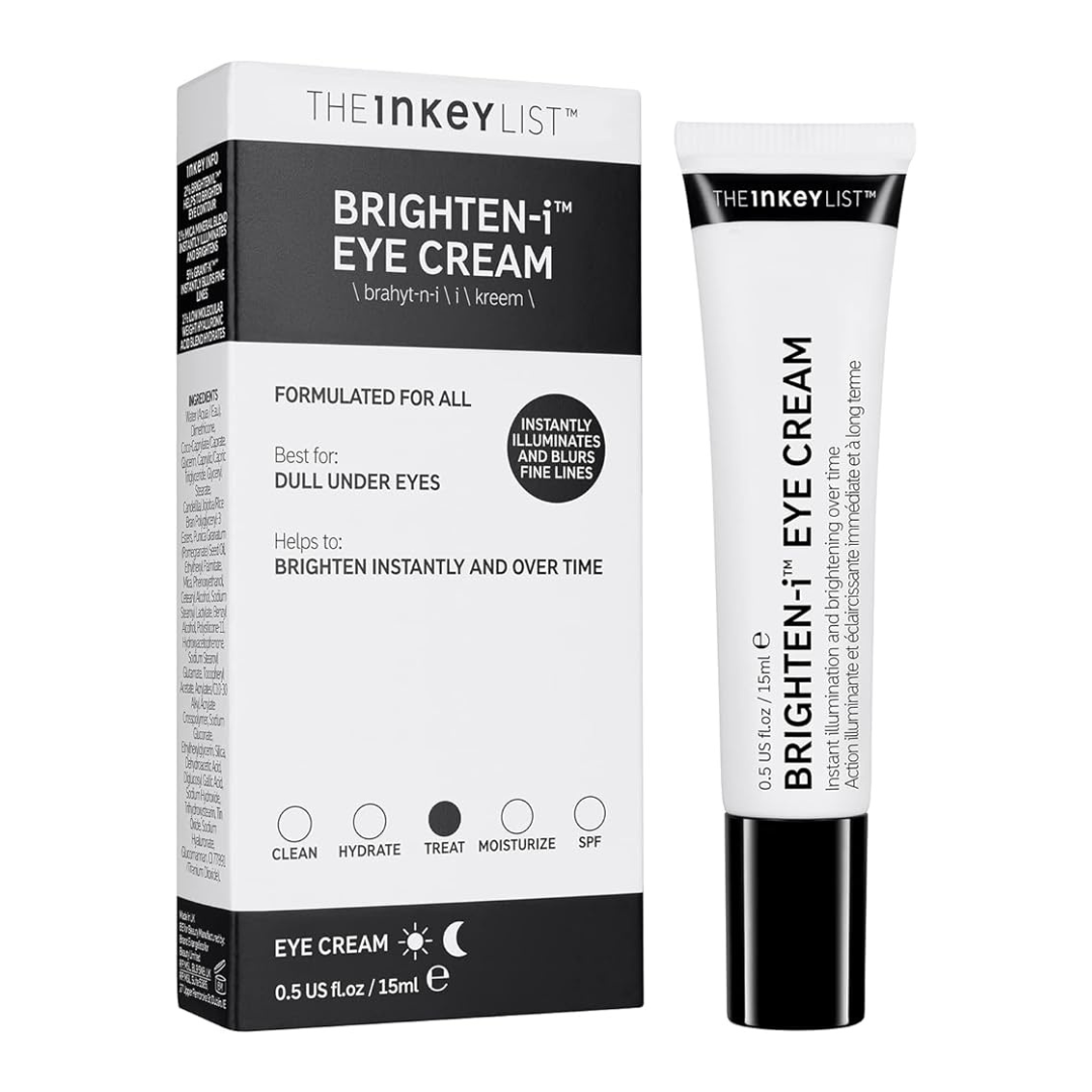Contorno de ojos iluminador, reduce ojeras y fatiga, Brighten-i Eye Cream. The Inkey List.