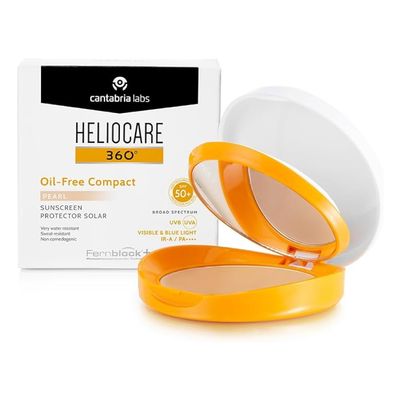 Protector solar facial formato compacto oil-free SPF50+ de amplio espectro con color. HELIOCARE 360º