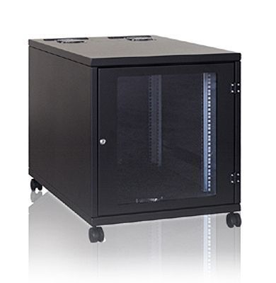 19 Zoll Office Rack Akustik 10 HE / 12 HE aktiv belüftet mit 3 PWM Ventilatoren, 600x1000x660