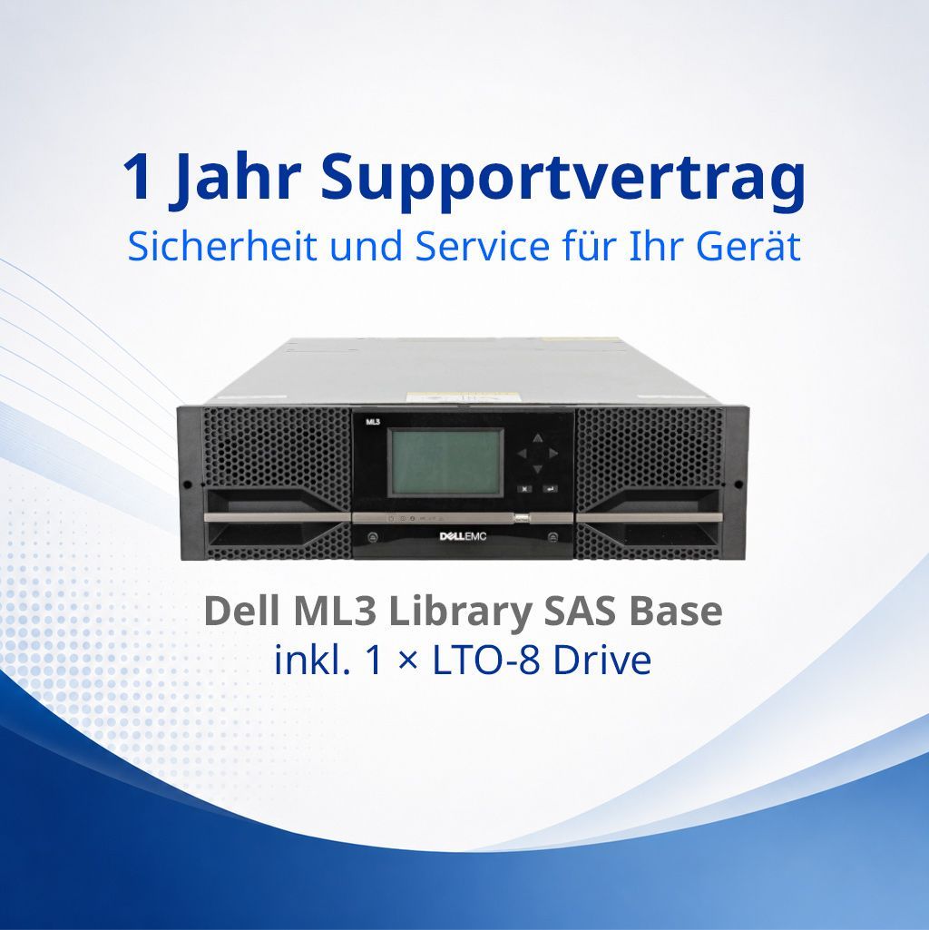 Supportvertrag für Dell ML3 SAS Library mit 1 LTO 8 Laufwerk