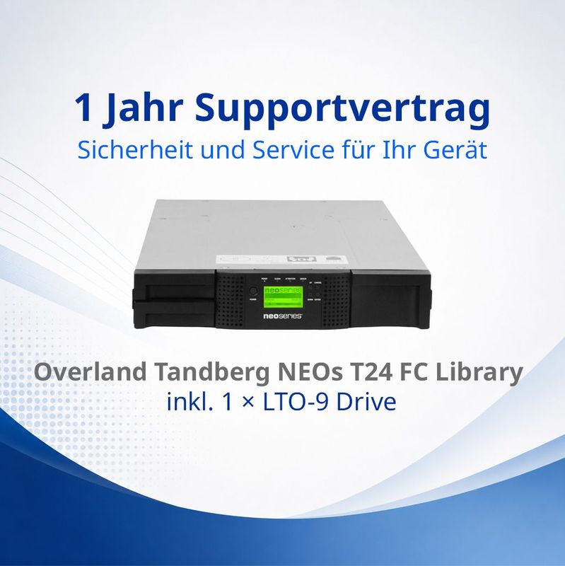 Supportvertrag für Overland Tandberg NEOs T24 FC Library mit 1 LTO 9 Laufwerk