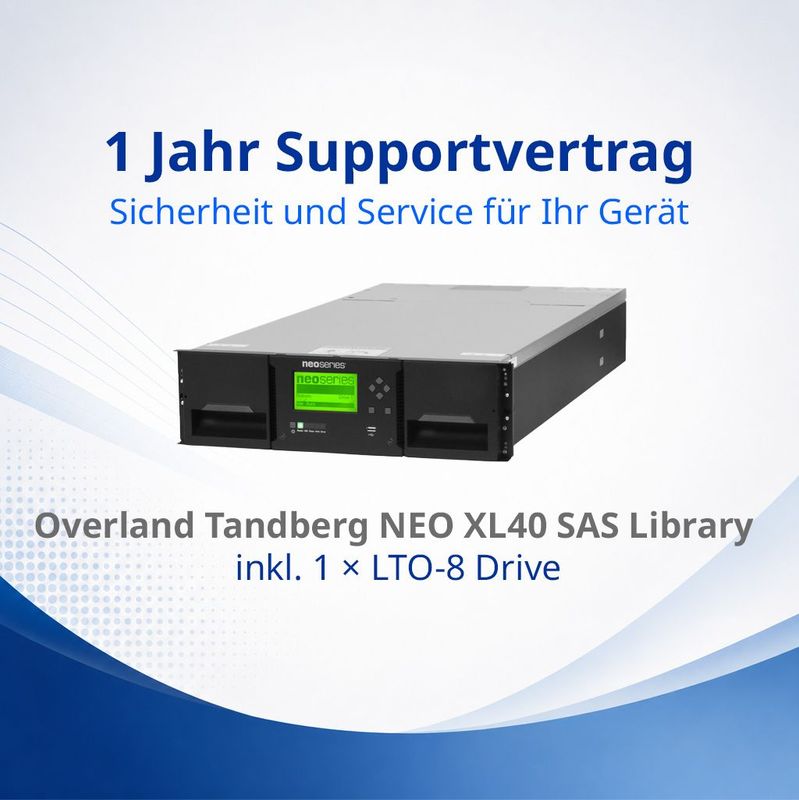 Supportvertrag für Overland Tandberg NEO XL40 SAS Library mit 1 LTO 8 Laufwerk