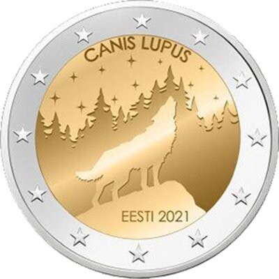 Estland 2 € 2021 Nationaltier Wolf in Coincard