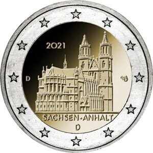 Deutschland 2 € 2021 Sachsen-Anhalt alle 5 Prägestätten Blister Stgl.