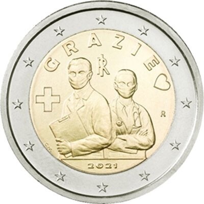 Italien 2 € 2021 Gesundheitsberufe Italien 2 € 2021 Gesundheitsberufe "Danke" Coincard