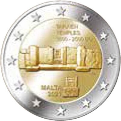 Malta 2 € 2021 Tempel von Tarxien, Münzzeichen Malta