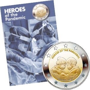 Malta 2 € 2021 Helden der Pandemie, Coincard Malta 2 € 2021 Helden der Pandemie, Coincard
